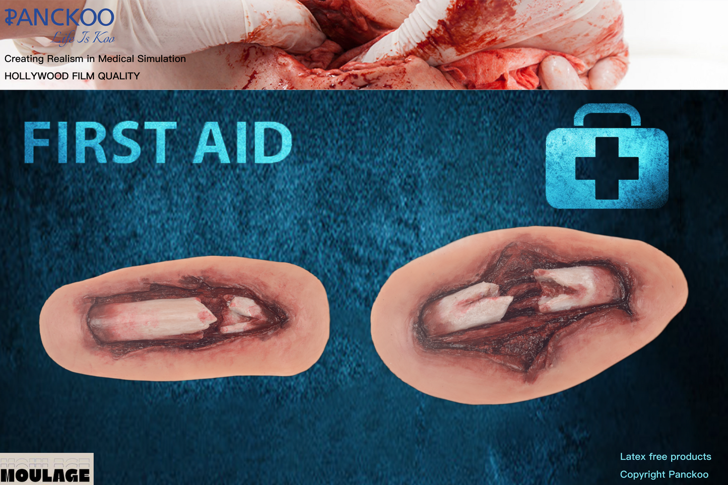 Sheet Fractures Moulage Halloween Zombie Scars Fake Scar Bloody Costume Makeup Halloween Decoration Terror Wound Scary Blood Simulated Combat Injuries FX Mass Casualty Trauma