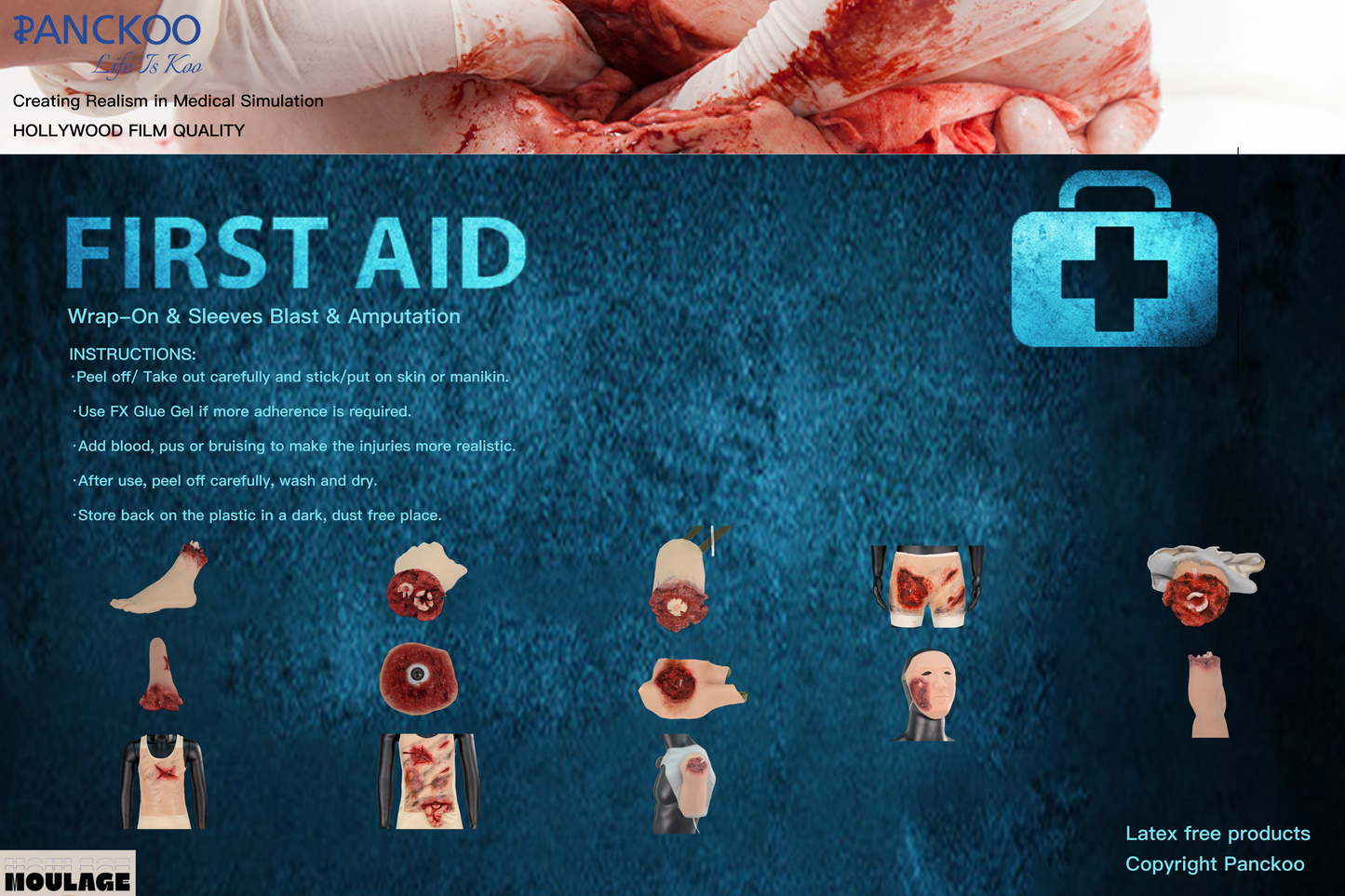 Blast & Amputation Kit Halloween Zombie Scars Fake Scar Bloody Costume Makeup Halloween Decoration Terror Wound Scary Blood Simulated Combat Injuries FX Mass Casualty Trauma