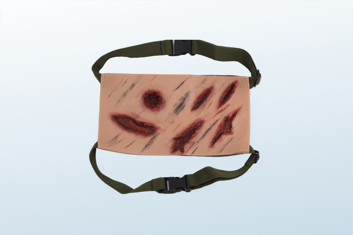 Wrap-On Abdominal Shrapnel Halloween Zombie Scars Fake Scar Bloody Costume Makeup Halloween Decoration Terror Wound Scary Blood Simulated Combat Injuries FX Mass Casualty Trauma