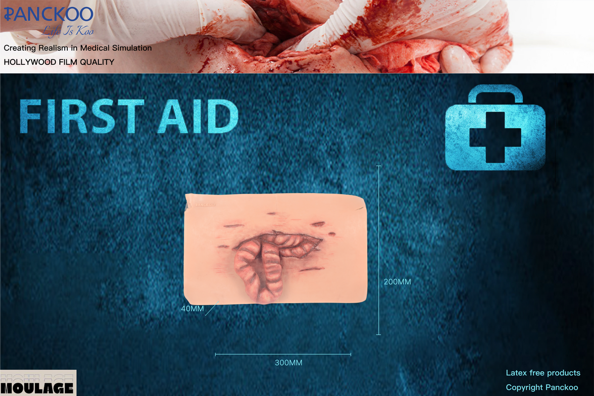 Wrap-On Eviscerated Belly Halloween Zombie Scars Fake Scar Bloody Costume Makeup Halloween Decoration Terror Wound Scary Blood Simulated Combat Injuries FX Mass Casualty Trauma