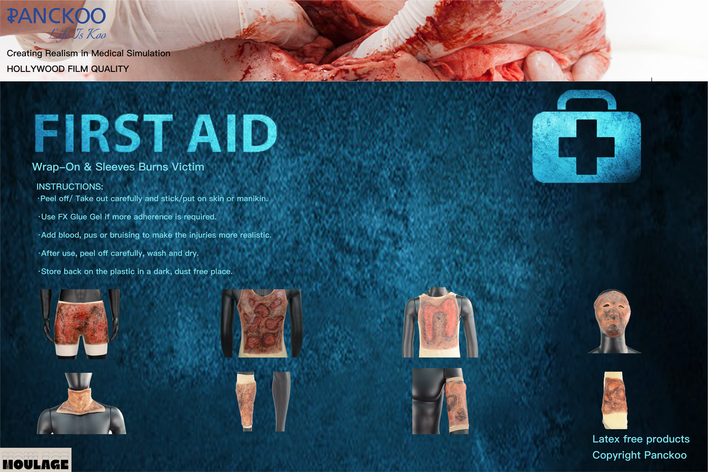 Wrap-On & Sleeves Burns Victim Kit Halloween Zombie Scars Fake Scar Bloody Costume Makeup Halloween Decoration Terror Wound Scary Blood Simulated Combat Injuries FX Mass Casualty Trauma