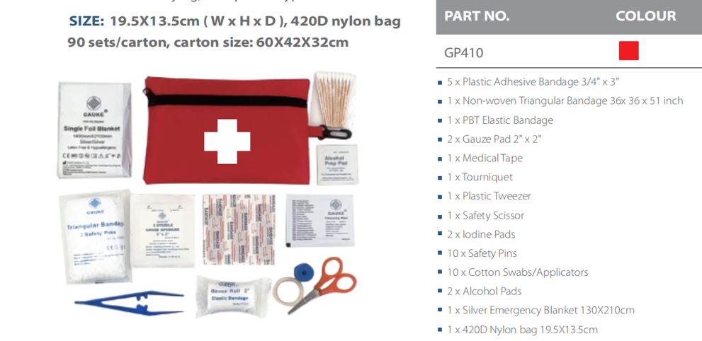 Survival Mini First Aid Kit --Model GP410 (MOQ 90 pcs)