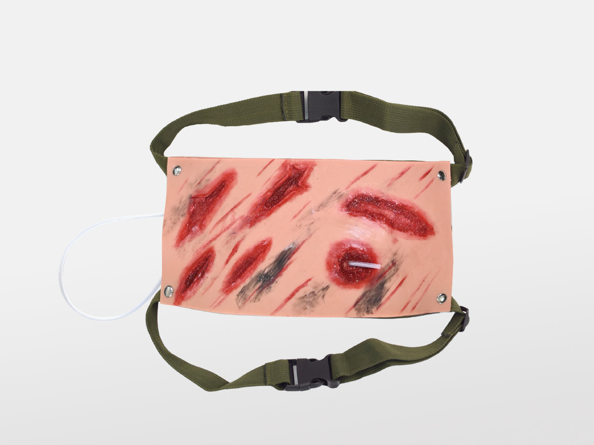 Wrap-On Abdominal Shrapnel Halloween Zombie Scars Fake Scar Bloody Costume Makeup Halloween Decoration Terror Wound Scary Blood Simulated Combat Injuries FX Mass Casualty Trauma