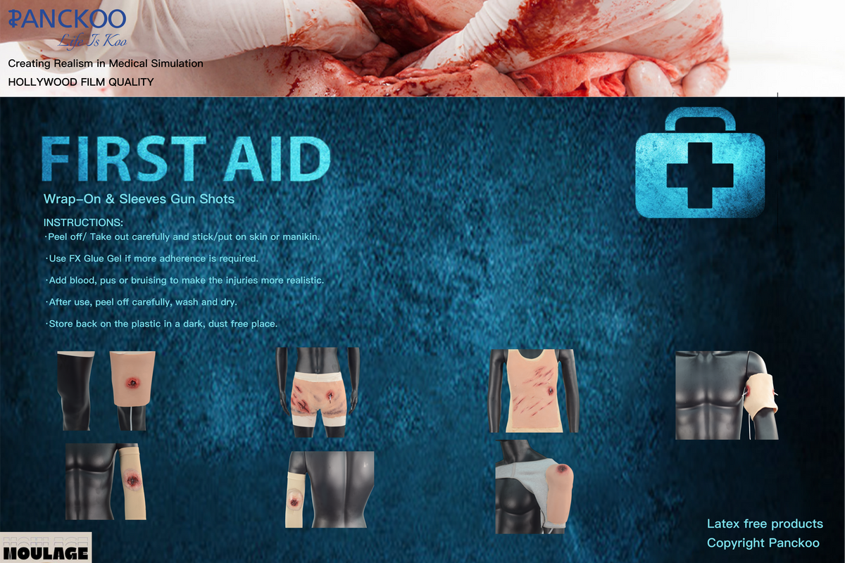 Wrap-On & Sleeves Gun Shots Kit Halloween Zombie Scars Fake Scar Bloody Costume Makeup Halloween Decoration Terror Wound Scary Blood Simulated Combat Injuries FX Mass Casualty Trauma