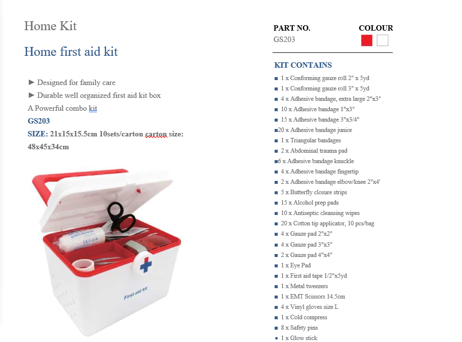 FREE SHIPPING:  Survival First Aid Kit --Model GS203  (MOQ 10 pcs)