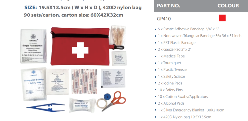 FREE SHIPPING:  Survival Mini First Aid Kit --Model GP410  (MOQ 90 pcs)