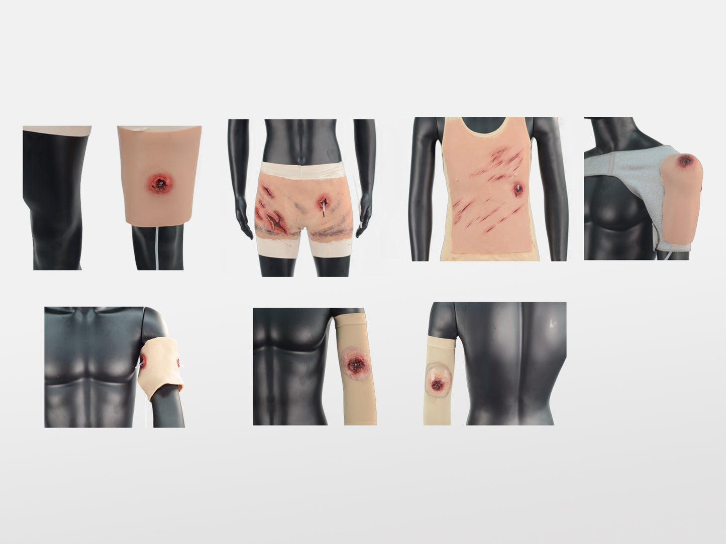 Wrap-On & Sleeves Gun Shots Kit Halloween Zombie Scars Fake Scar Bloody Costume Makeup Halloween Decoration Terror Wound Scary Blood Simulated Combat Injuries FX Mass Casualty Trauma