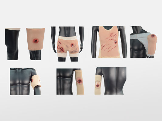 Wrap-On & Sleeves Gun Shots Kit Halloween Zombie Scars Fake Scar Bloody Costume Makeup Halloween Decoration Terror Wound Scary Blood Simulated Combat Injuries FX Mass Casualty Trauma