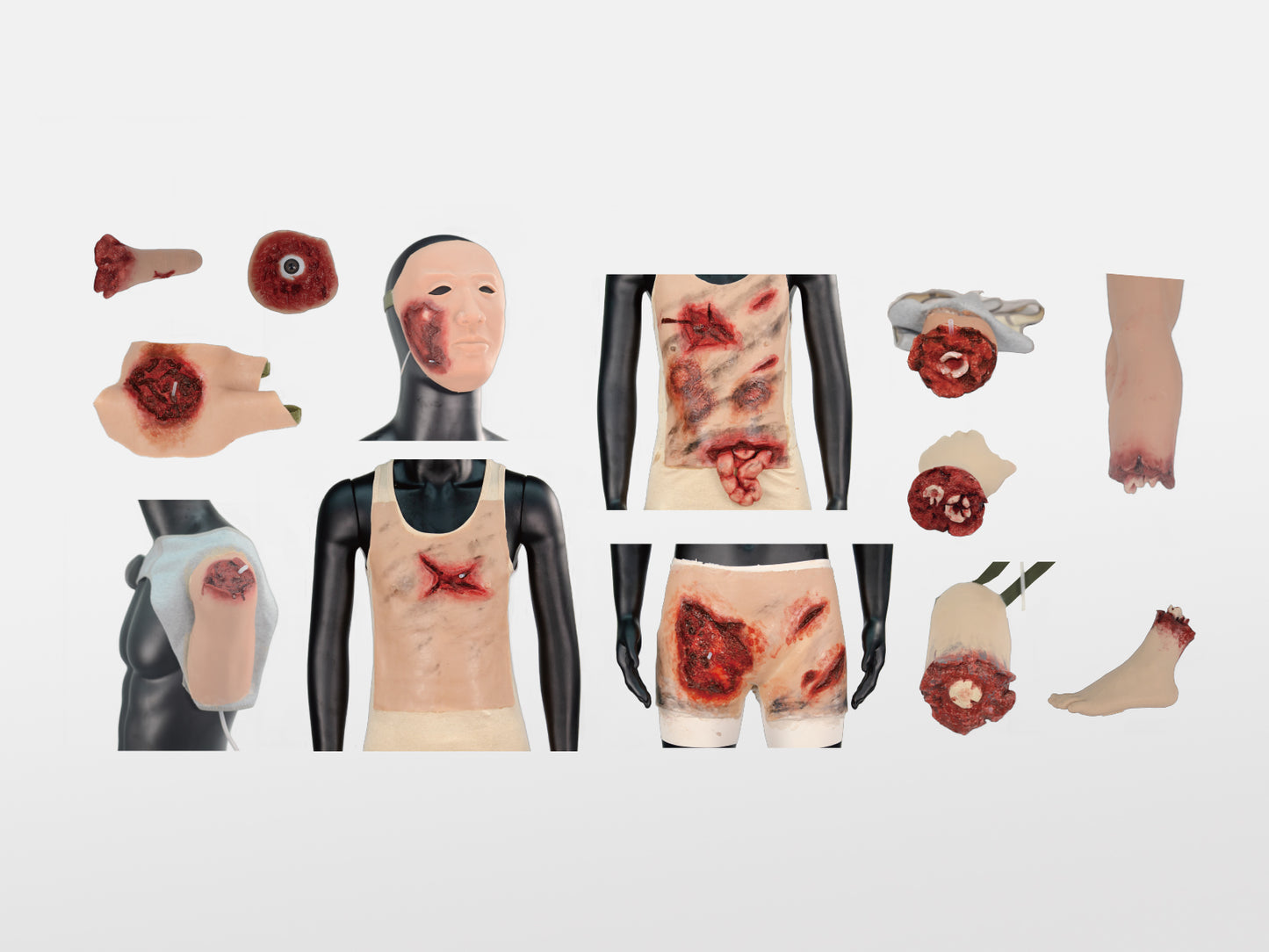 Blast & Amputation Kit Halloween Zombie Scars Fake Scar Bloody Costume Makeup Halloween Decoration Terror Wound Scary Blood Simulated Combat Injuries FX Mass Casualty Trauma