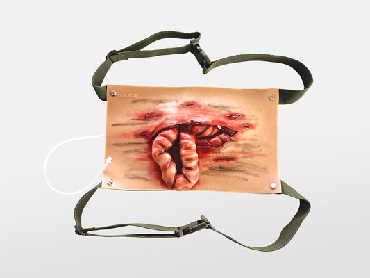 Wrap-On Eviscerated Belly Halloween Zombie Scars Fake Scar Bloody Costume Makeup Halloween Decoration Terror Wound Scary Blood Simulated Combat Injuries FX Mass Casualty Trauma